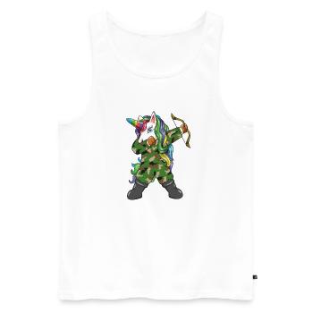 Dabbing Unicorn Hunter Camo Archer Bow Hunter - Men's Premium Organic Tank Top - white - Front - Michal (187cm)