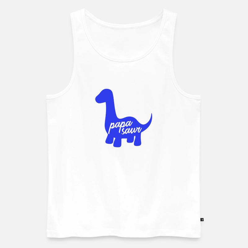 Papasaurier T-Rex Dinosaurier Vaterschaft Daddysaur - Männer Premium Bio Tank Top - Weiß
