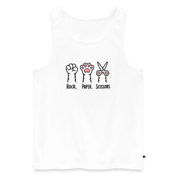 Rock, Paper, Scissors - Funny Cat T-Shirt - Men's Premium Organic Tank Top - white - Front - AI Model Male 178 light (178cm)