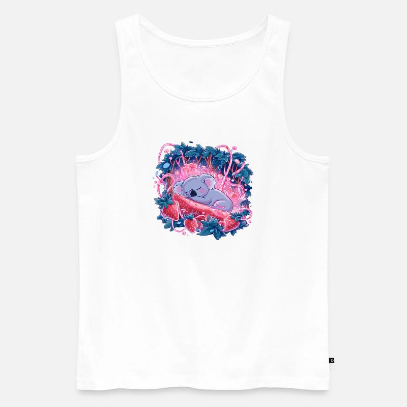 Schlafender Koala im Erdbeerleuchten - Männer Premium Bio Tank Top - Weiß