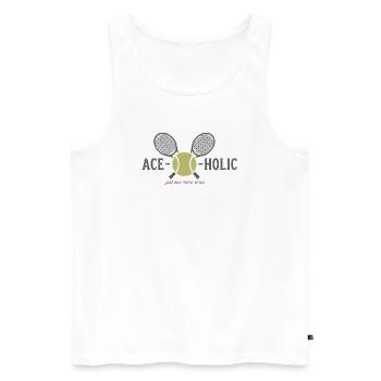 Tennis Ace-o-holic Fun T-Shirt, Mug, Cap - Men's Premium Organic Tank Top - white - Front - Michal (187cm)