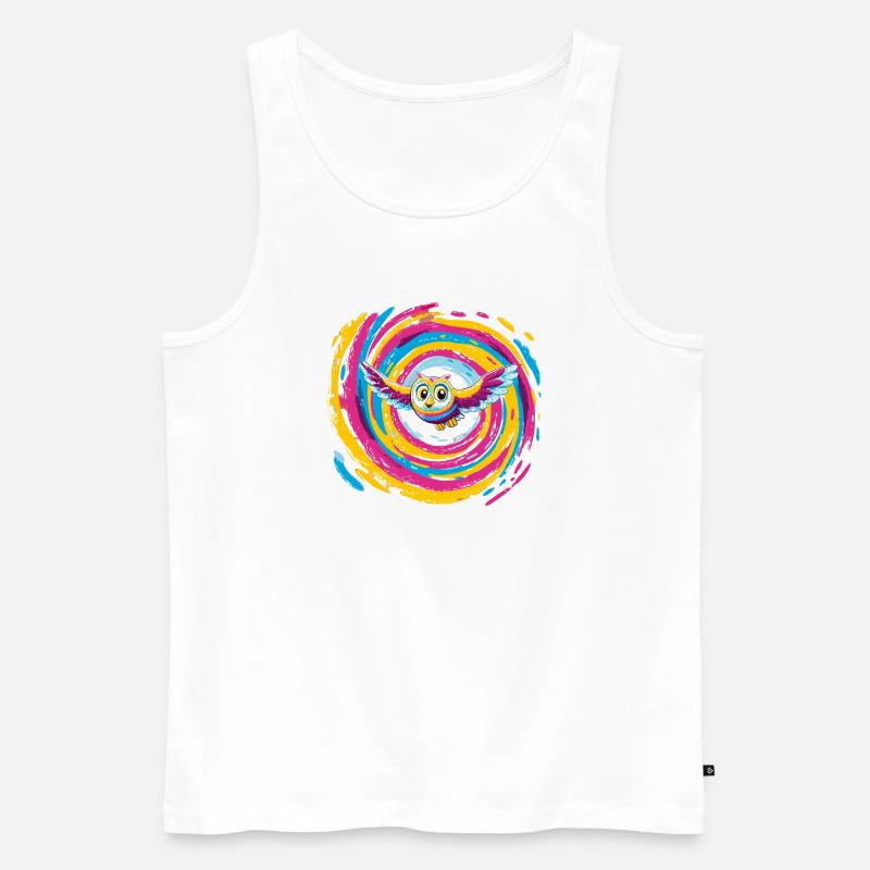 Bunte Eulenspirale - Männer Premium Bio Tank Top - Weiß