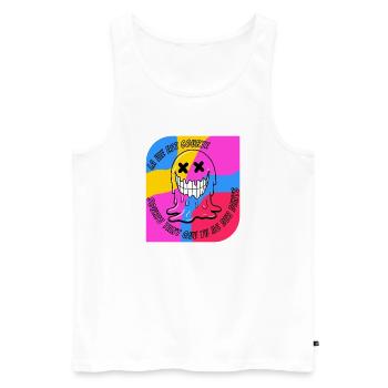 la vie est courte.POP - Débardeur bio Premium Homme - blanc - Devant - Michal (187cm)