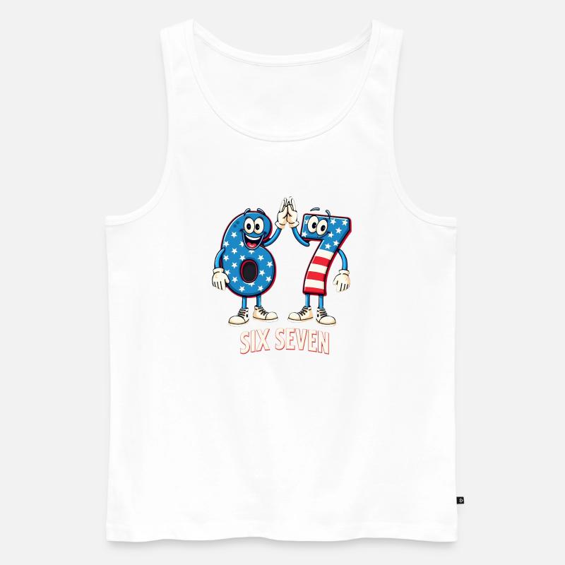 US Flag 67 Memes Six Seven - Männer Premium Bio Tank Top - Weiß