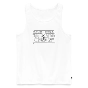 Hund im Büro Chef Dackel Minimalitisch Line Art - Männer Premium Bio Tank Top - Weiß - Vorne - Michal (187cm)