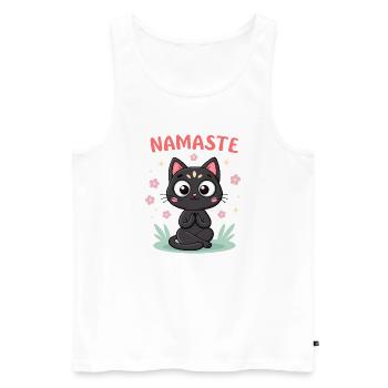 Namaste Chat Zen - Débardeur bio Premium Homme - blanc - Devant - Michal (187cm)