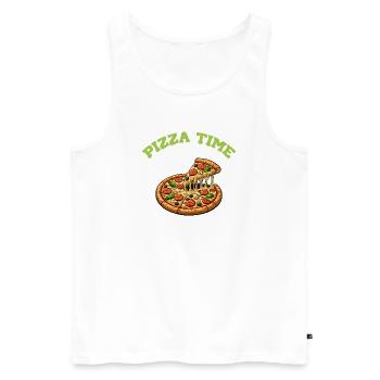 Pizza Time - Men's Premium Organic Tank Top - white - Front - AI Model Male 178 light (178cm)