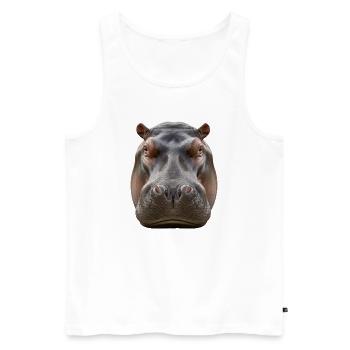 Hippopotamus Portrait Detail Wildlife Design - Men's Premium Organic Tank Top - white - Front - AI Model Male 178 light (178cm)
