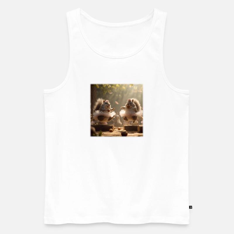 Tanzende Eichhörnchen im Tutu mit Eicheln - Männer Premium Bio Tank Top - Weiß