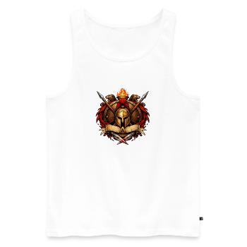 Blason de Sparte - Débardeur bio Premium Homme - blanc - Devant - AI Model Male 178 light (178cm)