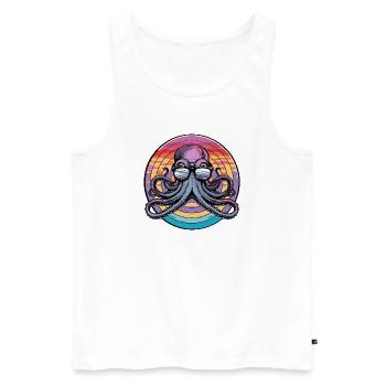 Octopus Retro Surf - Men's Premium Organic Tank Top - white - Front - AI Model Male 178 light (178cm)