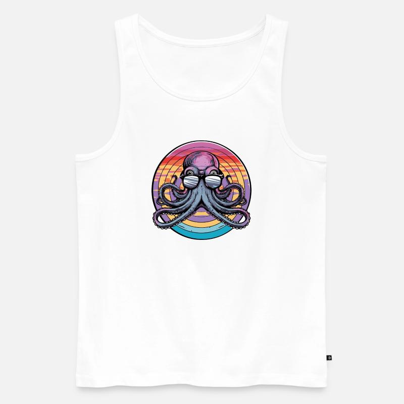 Octopus Retro Surf - Männer Premium Bio Tank Top - Weiß