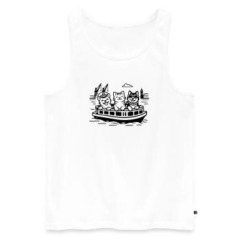 Harbour Cats Dogs Harbour Cruise Hamburg - Men's Premium Organic Tank Top - white - Front - AI Model Male 178 light (178cm)