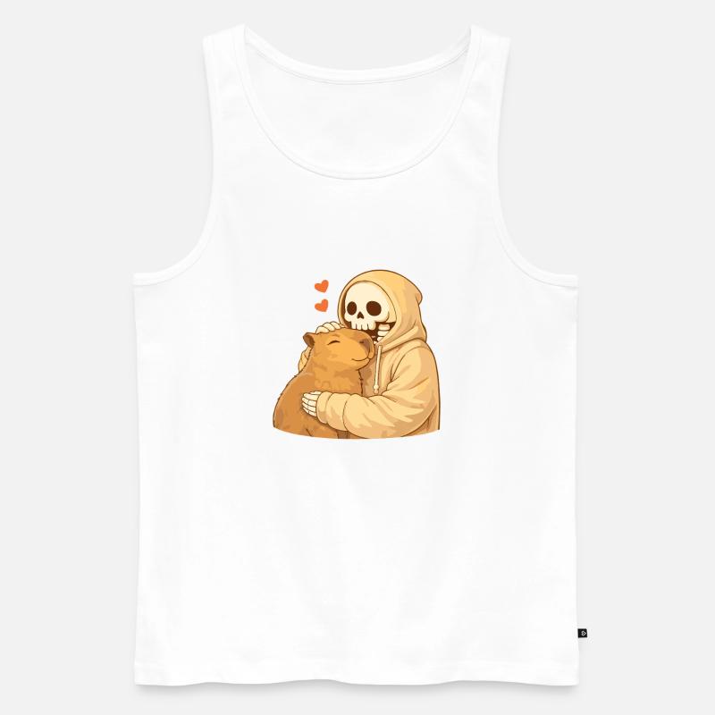 Squelette Douillet avec Capybara – Sécurité - Débardeur bio Premium Homme - blanc