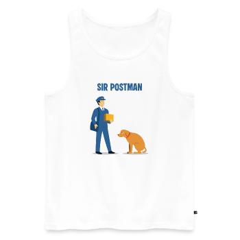 Sir Postman vs. Hund: Überlegener Lieferheld - Männer Premium Bio Tank Top - Weiß - Vorne - Michal (187cm)