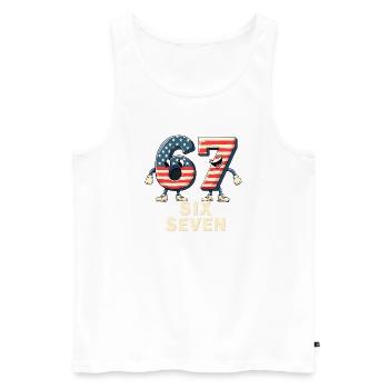US Flag 67 Memes Six Seven - Men's Premium Organic Tank Top - white - Front - AI Model Male 178 light (178cm)