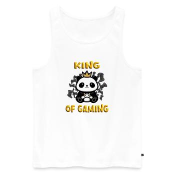 king of gaming panda - Männer Premium Bio Tank Top - Weiß - Vorne - Michal (187cm)