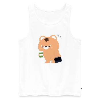 Kawaii Tiger mit Kaffeetasse - Männer Premium Bio Tank Top - Weiß - Vorne - AI Model Male 178 light (178cm)