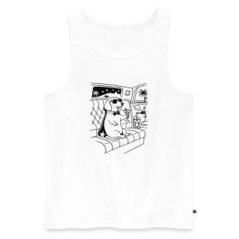 dackel filmstar fame limosine line art - Männer Premium Bio Tank Top - Weiß - Vorne - Michal (187cm)