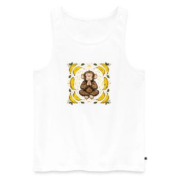 Grateful monkey with banana ring - Men's Premium Organic Tank Top - white - Front - AI Model Male 178 light (178cm)