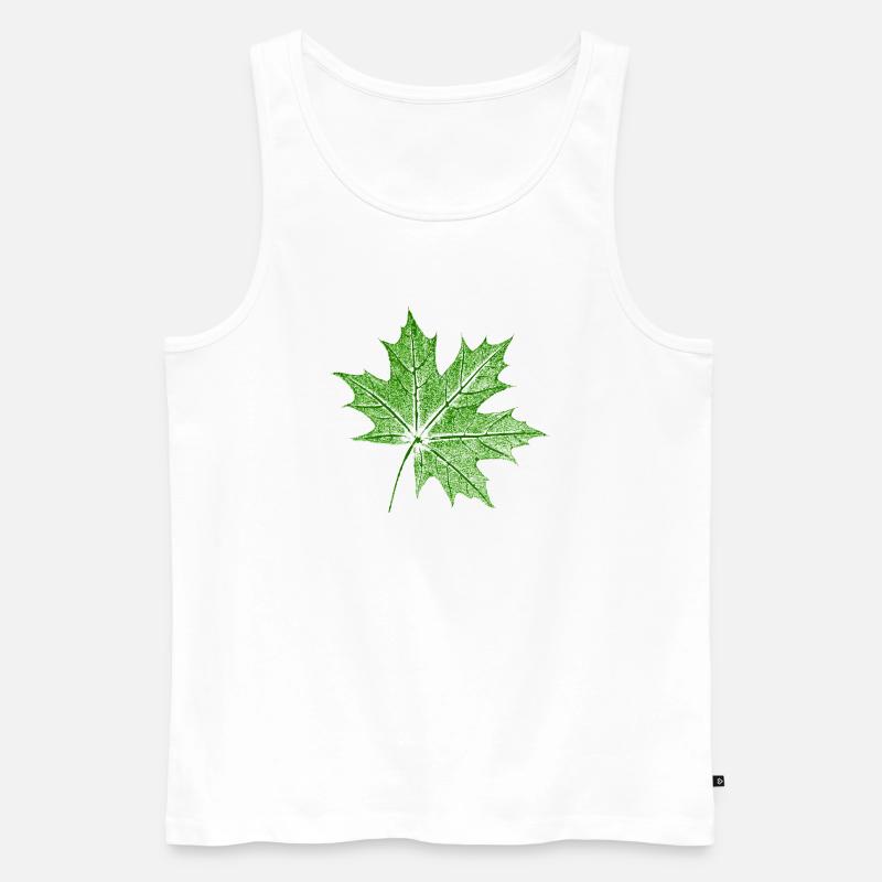 Leaf Maple / Maple Leaf - Men's Premium Organic Tank Top - white