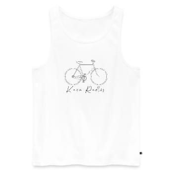 Linienrad : Vélo minimaliste à peine sans roues - Débardeur bio Premium Homme - blanc - Devant - AI Model Male 178 light (178cm)