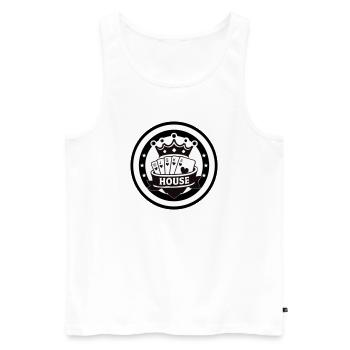 Royal Flush des Hauses Herz Poker Emblem - Männer Premium Bio Tank Top - Weiß - Vorne - AI Model Male 178 light (178cm)