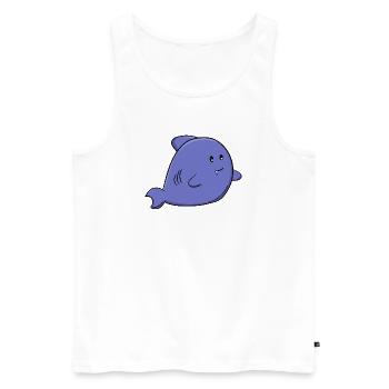 Cute Blue Shark Adorable Kawaii Ocean Animal - Men's Premium Organic Tank Top - white - Front - AI Model Male 178 light (178cm)