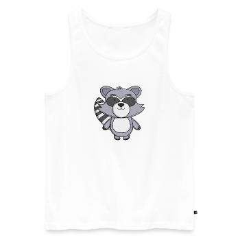 Cute Raccoon Kawaii Trash Panda Cartoon Animal  - Men's Premium Organic Tank Top - white - Front - Michal (187cm)