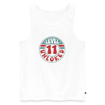Niveau 11 Débloqué – Conception d’anniversaire joueur - Débardeur bio Premium Homme - blanc - Devant - AI Model Male 178 light (178cm)