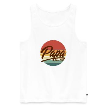 Papa depuis 1991 Cercle rétro rétro de soleil au coucher de Papa depuis 1991 - Débardeur bio Premium Homme - blanc - Devant - Michal (187cm)