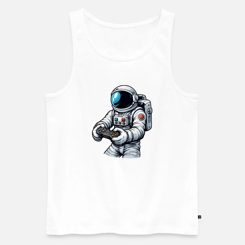 Astronaut mit Gamecontroller - Männer Premium Bio Tank Top - Weiß