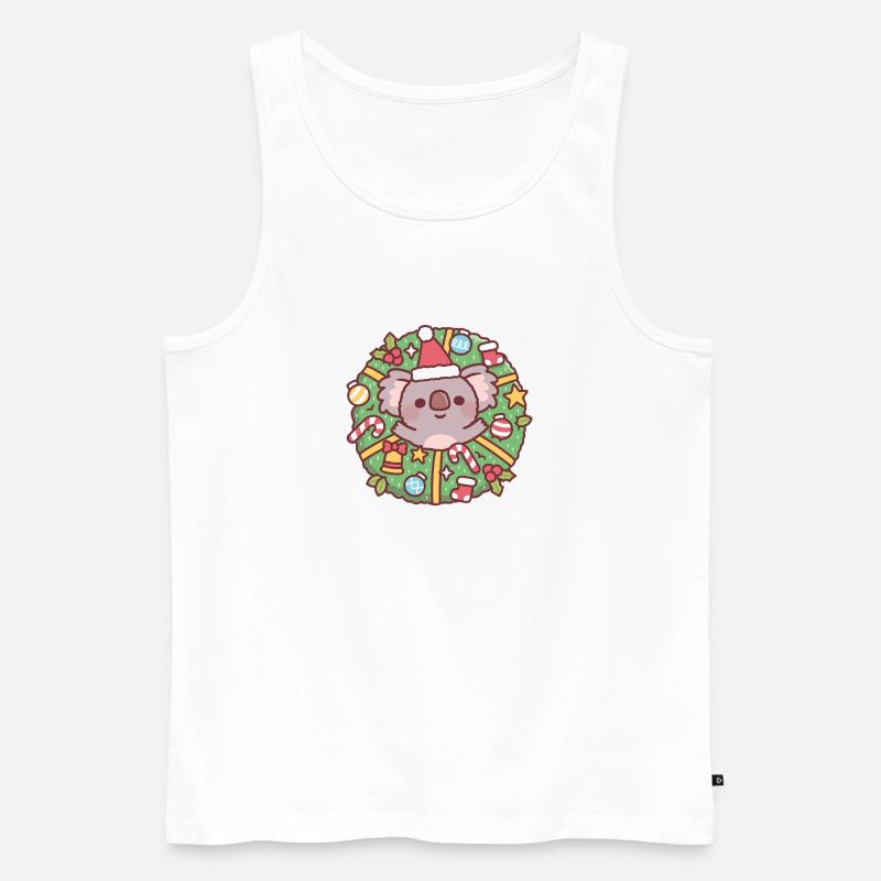 Süßer Koalabär im Weihnachtskranz - Männer Premium Bio Tank Top - Weiß