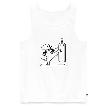 Kickboxing Boxing Dog Dachshund - Men's Premium Organic Tank Top - white - Front - AI Model Male 178 light (178cm)