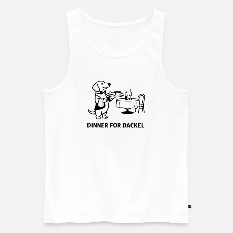 Dinner For Dackel - Männer Premium Bio Tank Top - Weiß