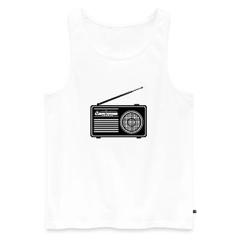 Motif radio rétro sur les vêtements - Débardeur bio Premium Homme - blanc - Devant - Michal (187cm)