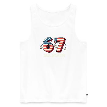 US Flag 67 Memes Six Seven - Men's Premium Organic Tank Top - white - Front - AI Model Male 178 light (178cm)
