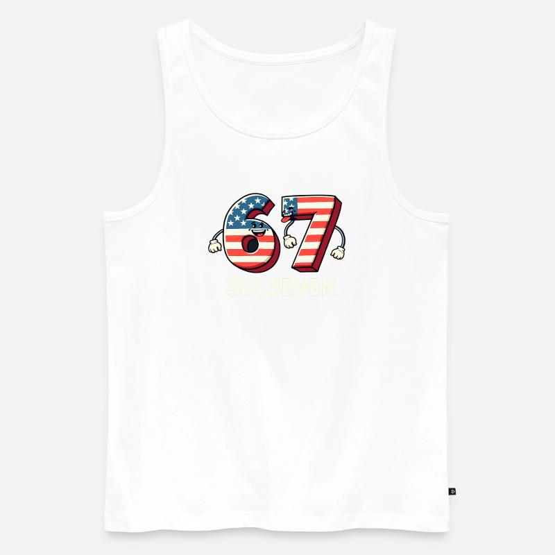 US Flag 67 Memes Six Seven - Männer Premium Bio Tank Top - Weiß