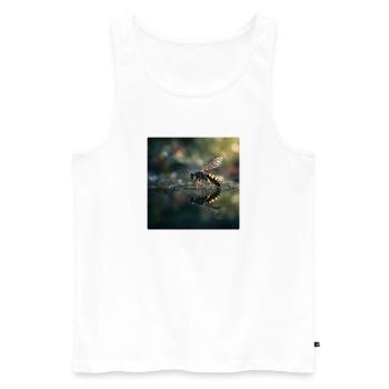 Une guêpe avec réflexion Photographie macro élégante - Débardeur bio Premium Homme - blanc - Devant - AI Model Male 178 light (178cm)