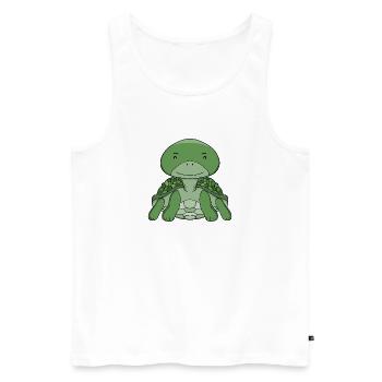 Mignonne Tortue verte adorable animal marin Kawaii - Débardeur bio Premium Homme - blanc - Devant - Michal (187cm)