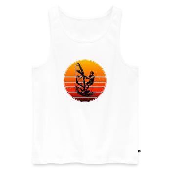 Minimalist Windsurfing Motif - Men's Premium Organic Tank Top - white - Front - AI Model Male 178 light (178cm)