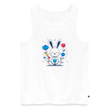 Kawaii Bunny in the Flower Circle - Men's Premium Organic Tank Top - white - Front - AI Model Male 178 light (178cm)