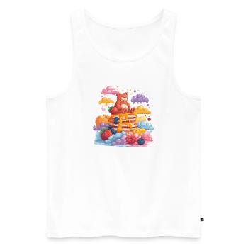 Cuddly bear on pancakes - Men's Premium Organic Tank Top - white - Front - AI Model Male 178 light (178cm)