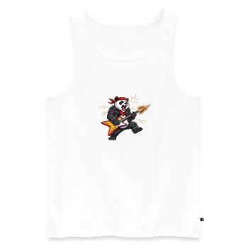 Panda Flame Guitar - Men's Premium Organic Tank Top - white - Front - AI Model Male 178 light (178cm)