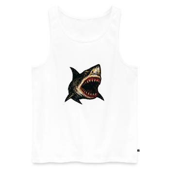 Shark Grunge Design – Aggressive Shark Look - Men's Premium Organic Tank Top - white - Front - AI Model Male 178 light (178cm)