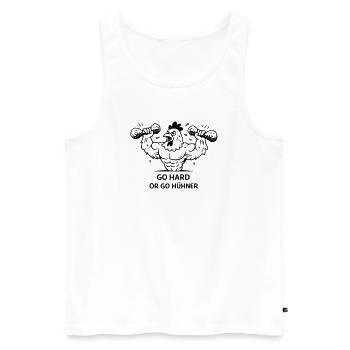 Pumpen Fitness Go Hard or go Hühner - Männer Premium Bio Tank Top - Weiß - Vorne - AI Model Male 178 light (178cm)
