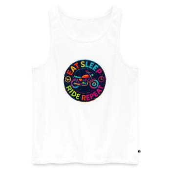 Eat Sleep Ride Repeat - Motorcycle - Biker - Men's Premium Organic Tank Top - white - Front - Michal (187cm)