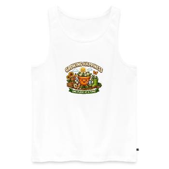 Cozy Gardening Shirt – Growing Happiness - Men's Premium Organic Tank Top - white - Front - Michal (187cm)