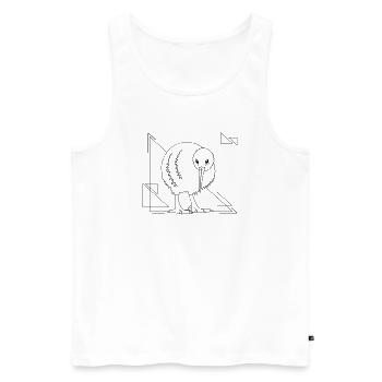 Oiseau kiwi dans un motif géométrique - Débardeur bio Premium Homme - blanc - Devant - AI Model Male 178 light (178cm)