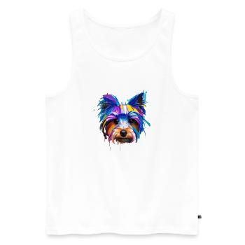 Yorkshire Terrier Yorkshire Yorkie Pop Art Colorée Maman de chien - Débardeur bio Premium Homme - blanc - Devant - Michal (187cm)